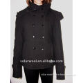 Women's winter woolen Black hoodies coat